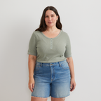 Women's Softline Short-Sleeve Ribbed Henley