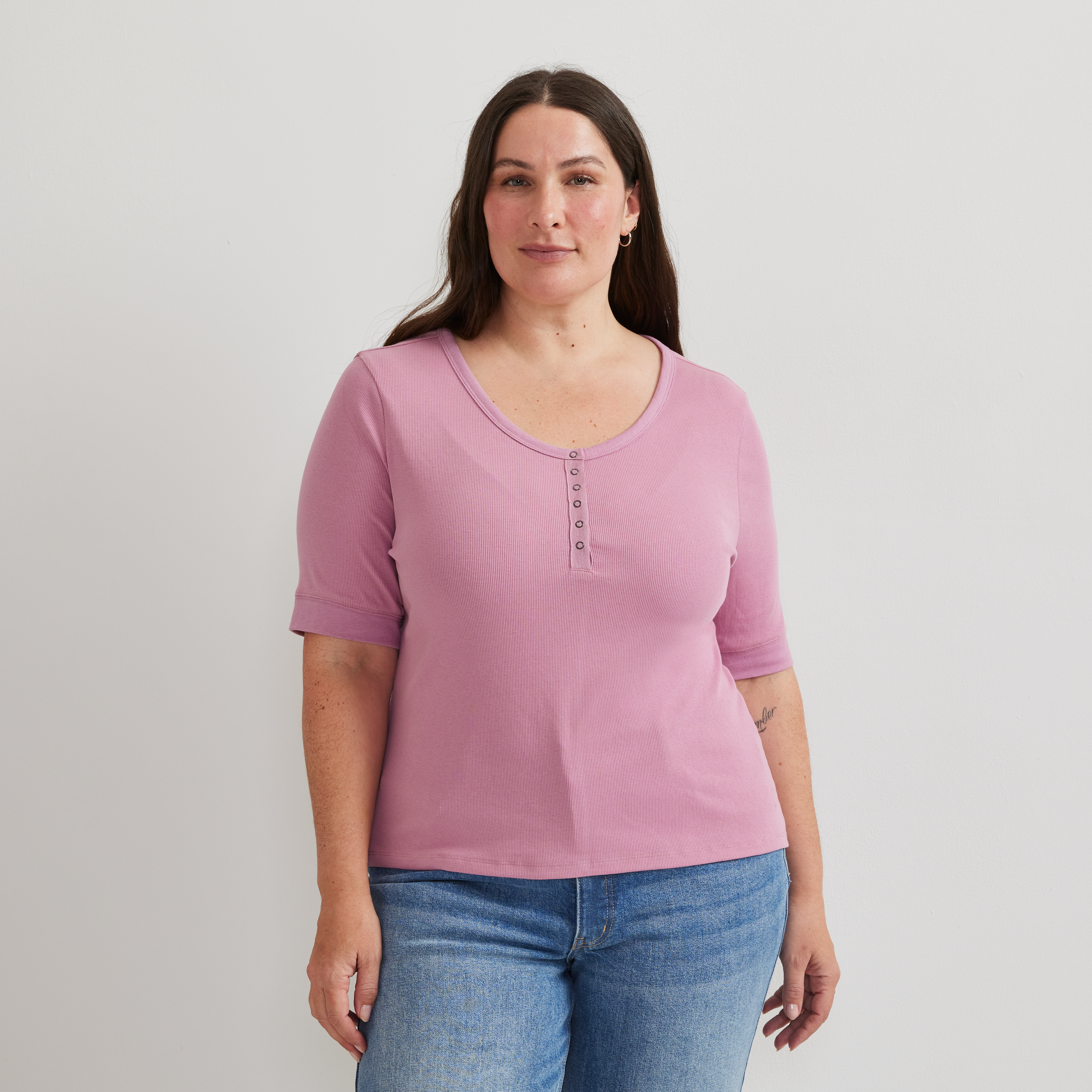 Women's Softline Short-Sleeve Ribbed Henley