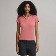 Women's Everyday Short Sleeve Collared Split Neck - Tangelo