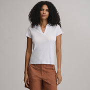 Women's Everyday Short Sleeve Collared Split Neck - White