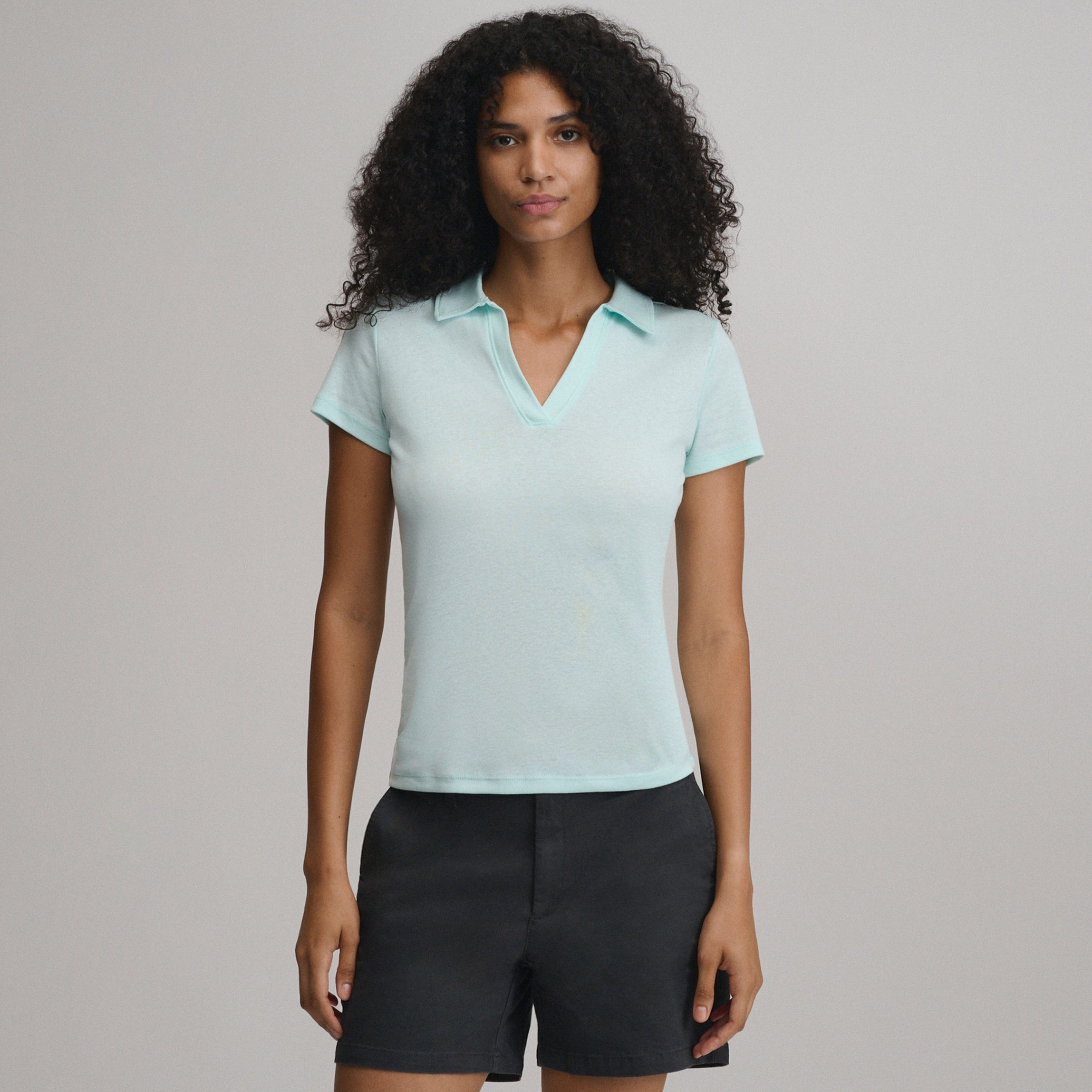Women's Everyday Short Sleeve Collared Split Neck