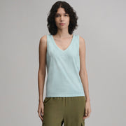 Women's Sunwashed Cotton V-Neck Tank - LT AQUA