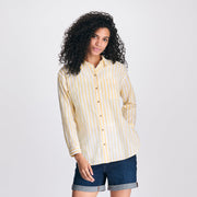 Women's Poplin Button Down Shirt - Yellow