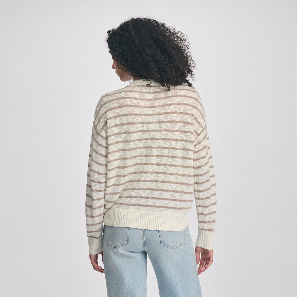 Women's Slub Stripe Crew Neck Sweater
