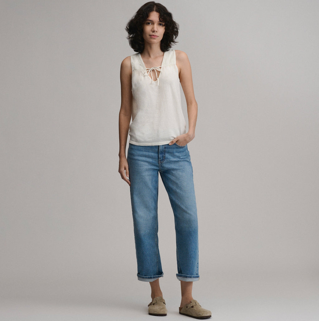 Women's Sunwashed Cotton Tie Front Tank