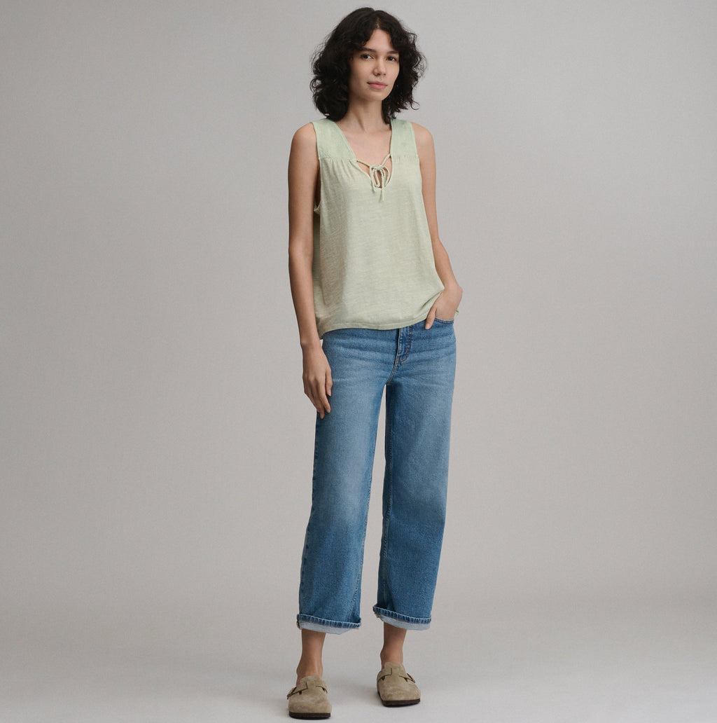 Women's Sunwashed Cotton Tie Front Tank