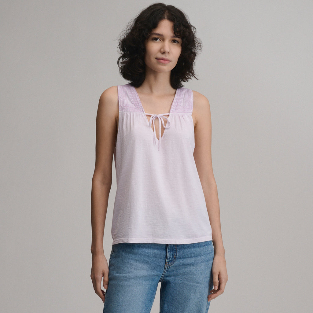 Women's Sunwashed Cotton Tie Front Tank