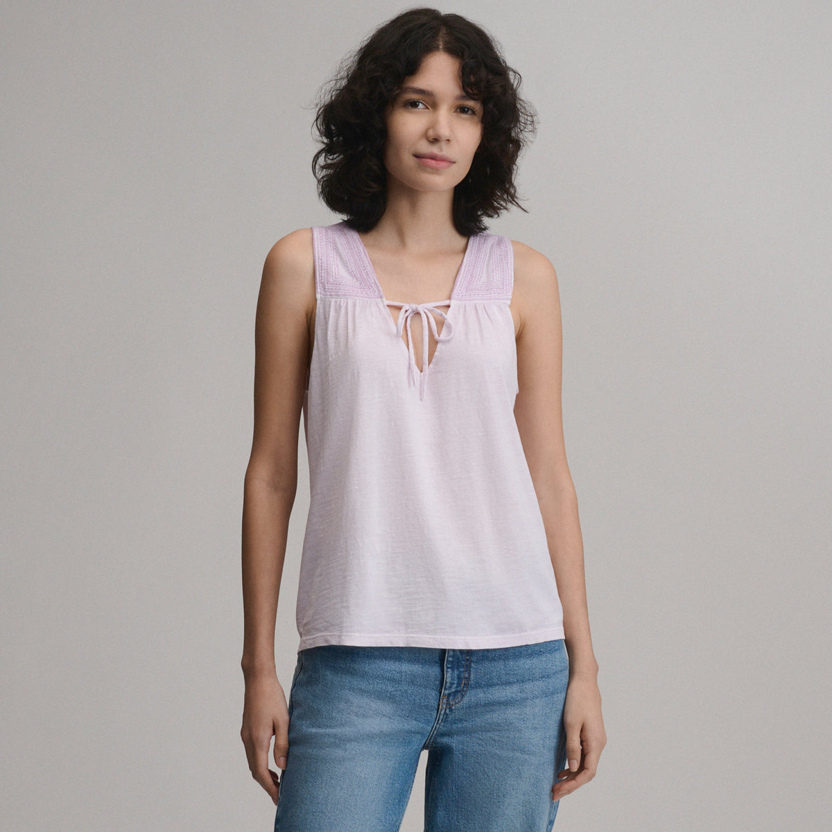 Women's Sunwashed Cotton Tie Front Tank
