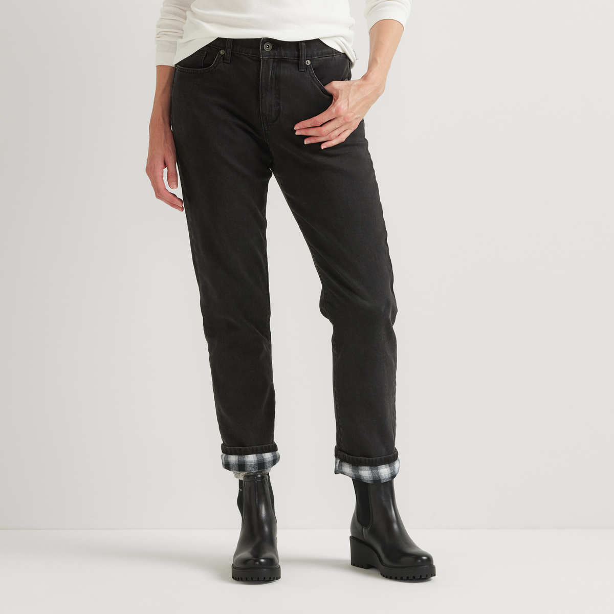 Women's Boyfriend Flannel-Lined Jeans