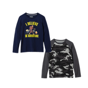 Boys Graphic Long-Sleeve T-Shirt - 2 Pack - NAVY BLUE
